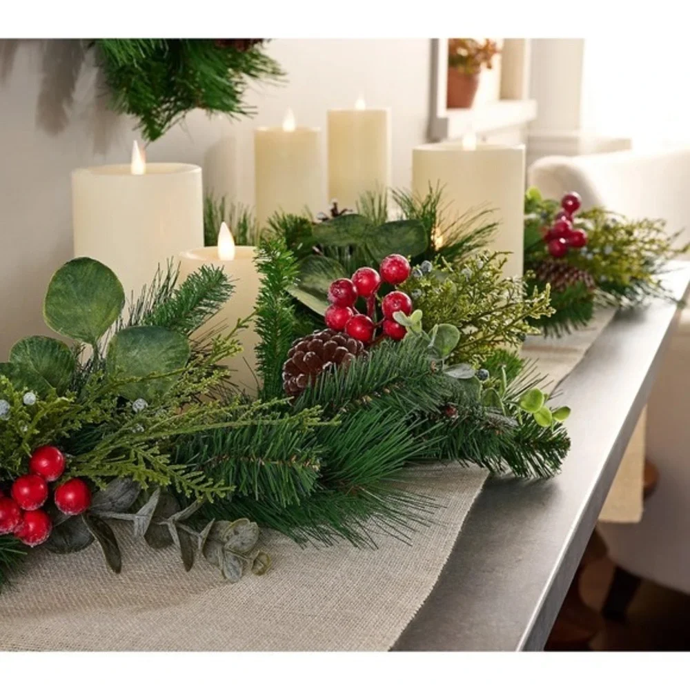 Valerie Parr Hill 4' Berry, Pine & Eucalyptus Garland Christmas Decor Winter
